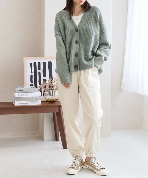 Social GIRL（ソーシャルガール）の「フロントリブカーディガン（カーディガン/ボレロ・レディース・グリーン/チャコール/グレイッシュベージュ/パープル・FREE）」の11枚目の写真