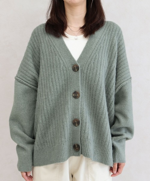 Social GIRL（ソーシャルガール）の「フロントリブカーディガン（カーディガン/ボレロ・レディース・グリーン/チャコール/グレイッシュベージュ/パープル・FREE）」の9枚目の写真