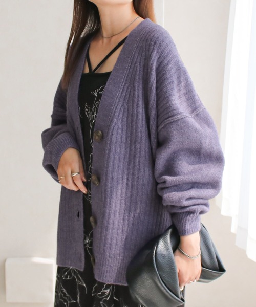 Social GIRL（ソーシャルガール）の「フロントリブカーディガン（カーディガン/ボレロ・レディース・グリーン/チャコール/グレイッシュベージュ/パープル・FREE）」の12枚目の写真