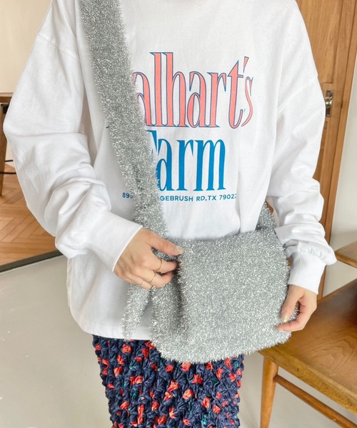 LOWRYS FARM（ローリーズファーム）の「キラキララメニットショルダー　976890（ショルダーバッグ・レディース・ホワイト/シルバー・FREE）」の3枚目の写真