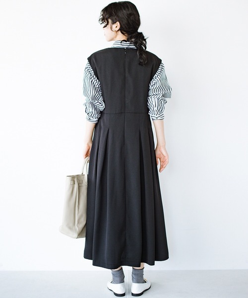 haco!（ハコ）の「3段階の魔法をかけた ホップステップジャンパースカート（ジャンパースカート・レディース・ベージュ/ブラック・LARGE/SMALL/X-LARGE/MEDIUM）」の13枚目の写真