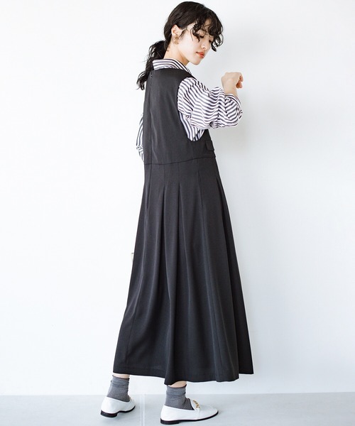 haco!（ハコ）の「3段階の魔法をかけた ホップステップジャンパースカート（ジャンパースカート・レディース・ベージュ/ブラック・LARGE/SMALL/X-LARGE/MEDIUM）」の12枚目の写真