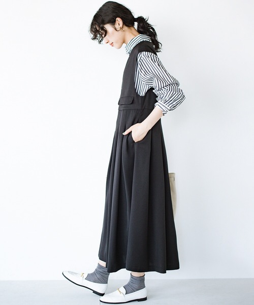 haco!（ハコ）の「3段階の魔法をかけた ホップステップジャンパースカート（ジャンパースカート・レディース・ベージュ/ブラック・LARGE/SMALL/X-LARGE/MEDIUM）」の11枚目の写真