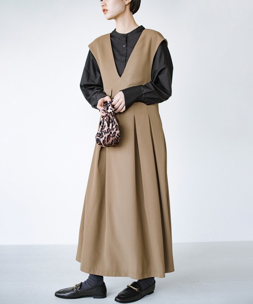 haco!（ハコ）の「3段階の魔法をかけた ホップステップジャンパースカート（ジャンパースカート・レディース・ベージュ/ブラック・LARGE/SMALL/X-LARGE/MEDIUM）」の14枚目の写真