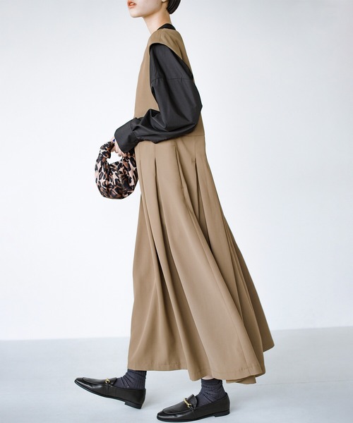 haco!（ハコ）の「3段階の魔法をかけた ホップステップジャンパースカート（ジャンパースカート・レディース・ベージュ/ブラック・LARGE/SMALL/X-LARGE/MEDIUM）」の16枚目の写真