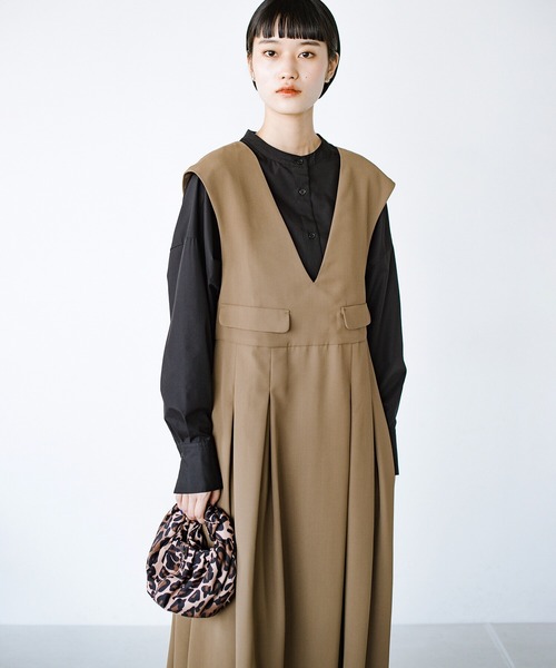 haco!（ハコ）の「3段階の魔法をかけた ホップステップジャンパースカート（ジャンパースカート・レディース・ベージュ/ブラック・LARGE/SMALL/X-LARGE/MEDIUM）」の18枚目の写真