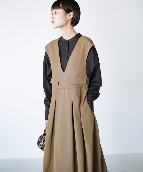 haco!（ハコ）の「3段階の魔法をかけた ホップステップジャンパースカート（ジャンパースカート・レディース・ベージュ/ブラック・LARGE/SMALL/X-LARGE/MEDIUM）」の19枚目の写真