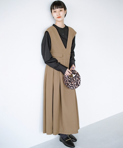 haco!（ハコ）の「3段階の魔法をかけた ホップステップジャンパースカート（ジャンパースカート・レディース・ベージュ/ブラック・LARGE/SMALL/X-LARGE/MEDIUM）」の20枚目の写真