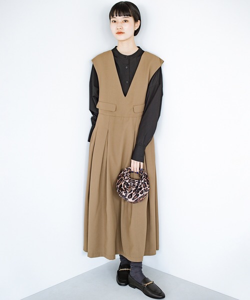 haco!（ハコ）の「3段階の魔法をかけた ホップステップジャンパースカート（ジャンパースカート・レディース・ベージュ/ブラック・LARGE/SMALL/X-LARGE/MEDIUM）」の22枚目の写真