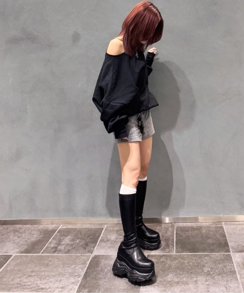 R&E】厚底ラバーStormストレッチロングブーツ（ブーツ）｜R&E（アール