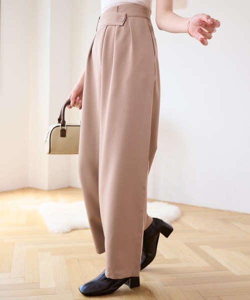 Eclat one（エクラワン）の「秋のコーデで大活躍♪ ウエストラップデザイン タックワイドパンツ（その他パンツ・レディース・ネイビー/ブラック/グリーン/ベージュ・M/L）」の3枚目の写真