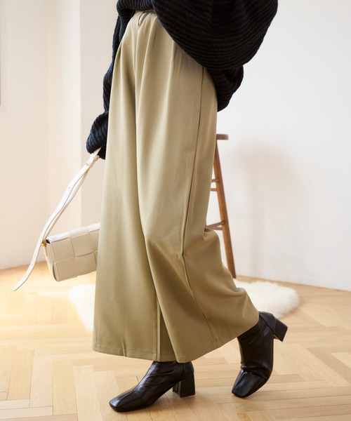 Eclat one（エクラワン）の「秋のコーデで大活躍♪ ウエストラップデザイン タックワイドパンツ（その他パンツ・レディース・ネイビー/ブラック/グリーン/ベージュ・M/L）」の18枚目の写真