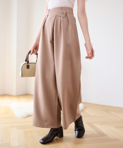 Eclat one（エクラワン）の「秋のコーデで大活躍♪ ウエストラップデザイン タックワイドパンツ（その他パンツ・レディース・ネイビー/ブラック/グリーン/ベージュ・M/L）」の22枚目の写真