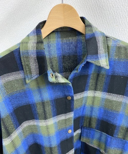 LADY LIKE（レディライク）の「ドットボタンチェックネルシャツ（シャツ/ブラウス・レディース・オレンジ/ネイビー/ベージュ・M）」の16枚目の写真