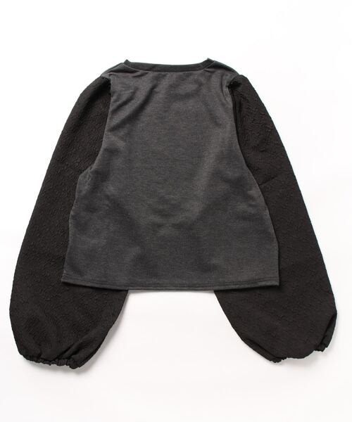 STYLEBLOCK（スタイルブロック）の「ポンチ×ふくれジャガードドッキングプルオーバー（Tシャツ/カットソー・レディース・モカ/ライトベージュ/チャコールグレー・M）」の4枚目の写真