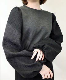 ポンチ×ふくれジャガードドッキングプルオーバー