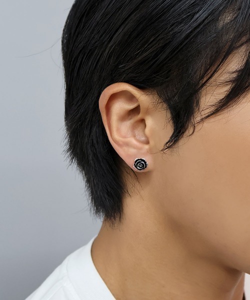 【オーダー】スタッドピアス 8mm ブラック CZダイヤ スタッド ピアス メンズ シルバー 925 純銀製