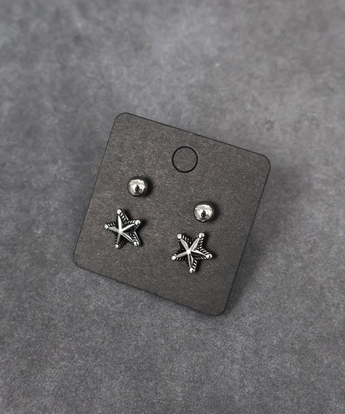 セール】メンズライク スタッドピアス 2セット / チタンポスト(金属