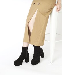 ◆ゆる傾斜ヒール厚底ショートブーツ