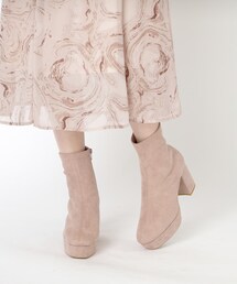 ◆ゆる傾斜ヒール厚底ショートブーツ