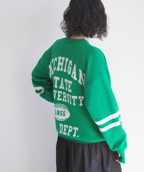 DISCUS ATHLETIC（ディスカス　アスレチック）の「【DISCUS×UNIV.MICHIGAN】カレッジニット（ニット/セーター・レディース・グリーン・M）」の16枚目の写真