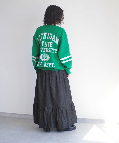 DISCUS ATHLETIC（ディスカス　アスレチック）の「【DISCUS×UNIV.MICHIGAN】カレッジニット（ニット/セーター・レディース・グリーン・M）」の3枚目の写真