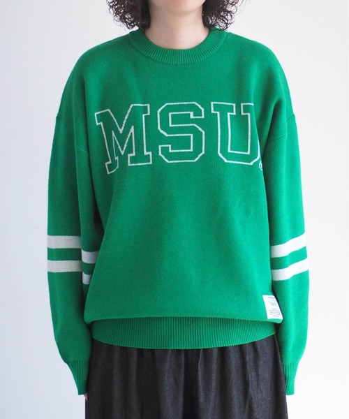 DISCUS ATHLETIC（ディスカス　アスレチック）の「【DISCUS×UNIV.MICHIGAN】カレッジニット（ニット/セーター・レディース・グリーン・M）」の7枚目の写真