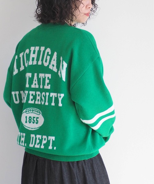 DISCUS ATHLETIC（ディスカス　アスレチック）の「【DISCUS×UNIV.MICHIGAN】カレッジニット（ニット/セーター・レディース・グリーン・M）」の15枚目の写真