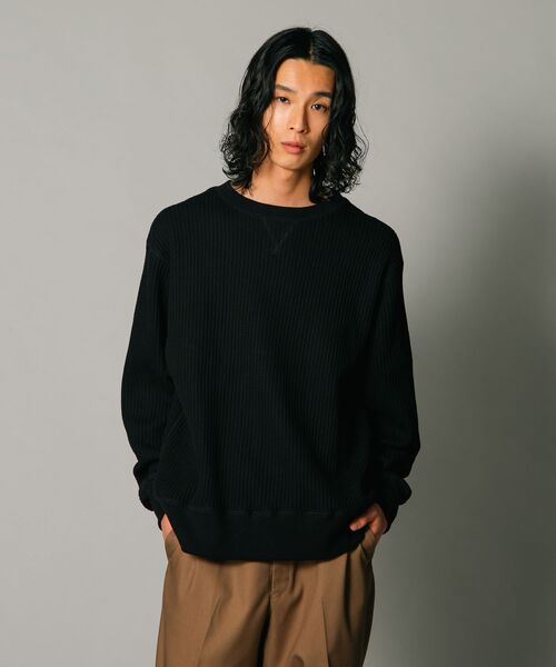 JEMORGAN（ジェーイーモーガン）の「【JEMORGAN/ジェーイーモーガン】オーバーサイズ　ビッグシルエット　ヘビーウェイト　ワッフル　トレーナー（スウェット・メンズ・マスタード/杢グレー/ブラック/カーキ・X-LARGE/LARGE/MEDIUM）」の7枚目の写真