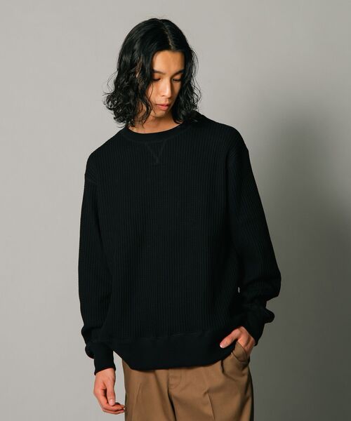 JEMORGAN（ジェーイーモーガン）の「【JEMORGAN/ジェーイーモーガン】オーバーサイズ　ビッグシルエット　ヘビーウェイト　ワッフル　トレーナー（スウェット・メンズ・マスタード/杢グレー/ブラック/カーキ・X-LARGE/LARGE/MEDIUM）」の8枚目の写真