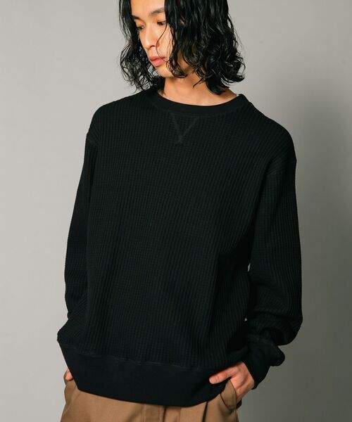 JEMORGAN（ジェーイーモーガン）の「【JEMORGAN/ジェーイーモーガン】オーバーサイズ　ビッグシルエット　ヘビーウェイト　ワッフル　トレーナー（スウェット・メンズ・マスタード/杢グレー/ブラック/カーキ・X-LARGE/LARGE/MEDIUM）」の10枚目の写真