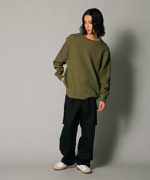 JEMORGAN（ジェーイーモーガン）の「【JEMORGAN/ジェーイーモーガン】オーバーサイズ　ビッグシルエット　ヘビーウェイト　ワッフル　トレーナー（スウェット・メンズ・マスタード/杢グレー/ブラック/カーキ・X-LARGE/LARGE/MEDIUM）」の11枚目の写真