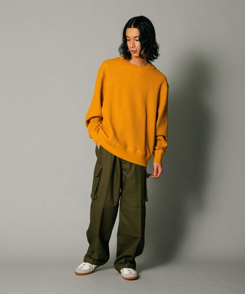 JEMORGAN（ジェーイーモーガン）の「【JEMORGAN/ジェーイーモーガン】オーバーサイズ　ビッグシルエット　ヘビーウェイト　ワッフル　トレーナー（スウェット・メンズ・マスタード/杢グレー/ブラック/カーキ・X-LARGE/LARGE/MEDIUM）」の15枚目の写真