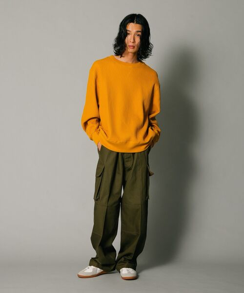 JEMORGAN（ジェーイーモーガン）の「【JEMORGAN/ジェーイーモーガン】オーバーサイズ　ビッグシルエット　ヘビーウェイト　ワッフル　トレーナー（スウェット・メンズ・マスタード/杢グレー/ブラック/カーキ・X-LARGE/LARGE/MEDIUM）」の16枚目の写真