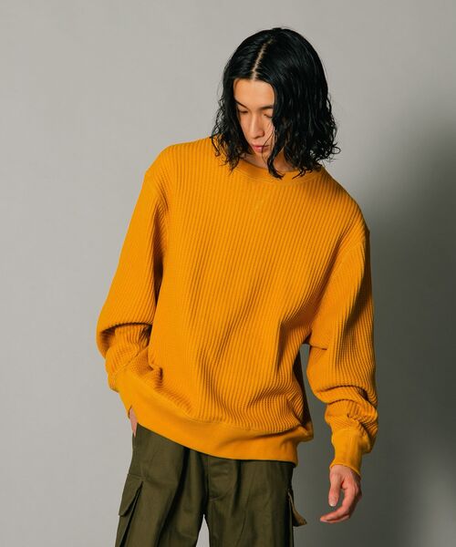 JEMORGAN（ジェーイーモーガン）の「【JEMORGAN/ジェーイーモーガン】オーバーサイズ　ビッグシルエット　ヘビーウェイト　ワッフル　トレーナー（スウェット・メンズ・マスタード/杢グレー/ブラック/カーキ・X-LARGE/LARGE/MEDIUM）」の18枚目の写真