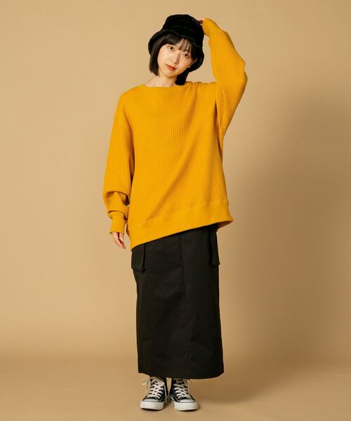 JEMORGAN（ジェーイーモーガン）の「【JEMORGAN/ジェーイーモーガン】オーバーサイズ　ビッグシルエット　ヘビーウェイト　ワッフル　トレーナー（スウェット・メンズ・マスタード/杢グレー/ブラック/カーキ・X-LARGE/LARGE/MEDIUM）」の19枚目の写真