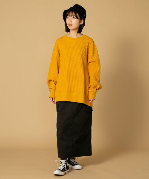 JEMORGAN（ジェーイーモーガン）の「【JEMORGAN/ジェーイーモーガン】オーバーサイズ　ビッグシルエット　ヘビーウェイト　ワッフル　トレーナー（スウェット・メンズ・マスタード/杢グレー/ブラック/カーキ・X-LARGE/LARGE/MEDIUM）」の20枚目の写真