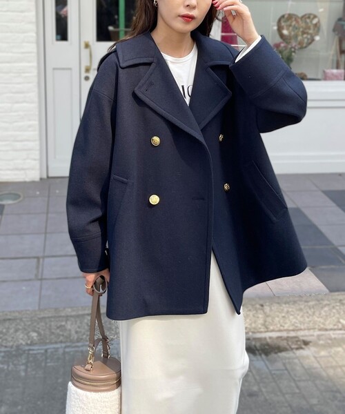 fredy emue（フレディエミュ）の「ミドル丈ピーコート（ピーコート・レディース・ベージュ系その他4/ネイビー・38）」の5枚目の写真