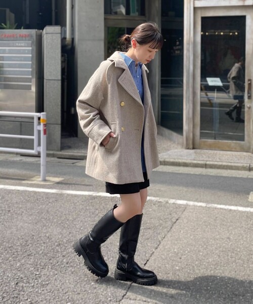 fredy emue（フレディエミュ）の「ミドル丈ピーコート（ピーコート・レディース・ベージュ系その他4/ネイビー・38）」の14枚目の写真