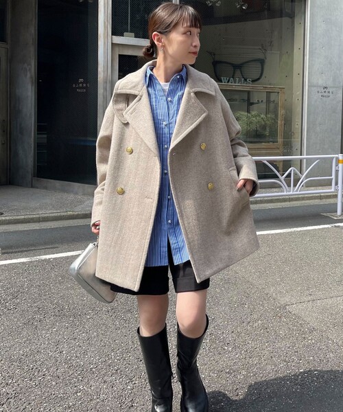 fredy emue（フレディエミュ）の「ミドル丈ピーコート（ピーコート・レディース・ベージュ系その他4/ネイビー・38）」の16枚目の写真