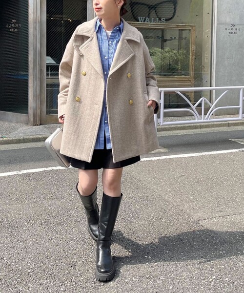 fredy emue（フレディエミュ）の「ミドル丈ピーコート（ピーコート・レディース・ベージュ系その他4/ネイビー・38）」の17枚目の写真