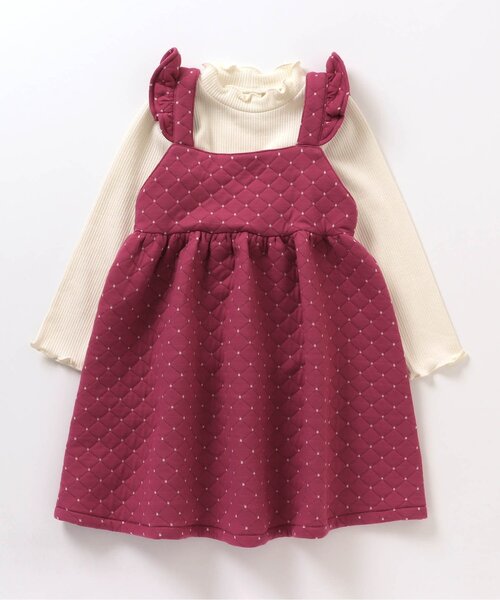 BREEZE（ブリーズ）の「【リンク可能】ニットキルトワンピース×リブTシャツ（ワンピース・キッズ・レッド/ブラック・90/120/110/130/100/140/80）」の6枚目の写真