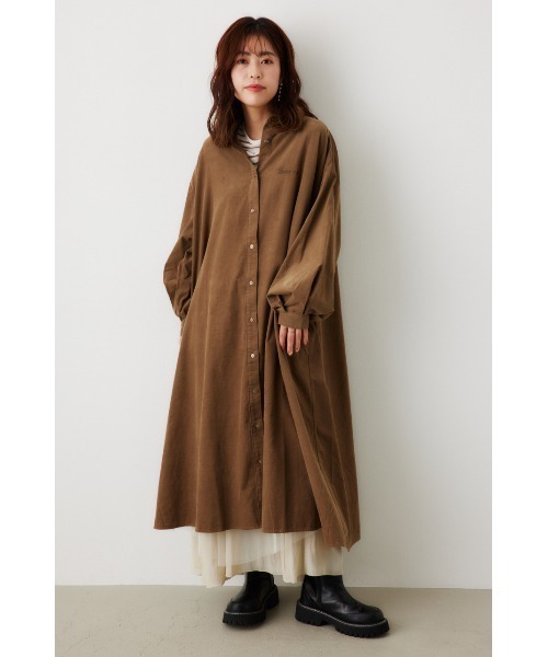 RODEO CROWNS WIDE BOWL（ロデオクラウンズワイドボウル）の「コーデュロイフレアシャツワンピース（シャツワンピース・レディース・チャコールグレー/アイボリー/ブラウン・FREE）」の9枚目の写真