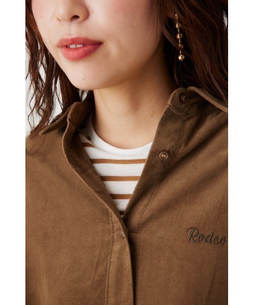 RODEO CROWNS WIDE BOWL（ロデオクラウンズワイドボウル）の「コーデュロイフレアシャツワンピース（シャツワンピース・レディース・チャコールグレー/アイボリー/ブラウン・FREE）」の12枚目の写真