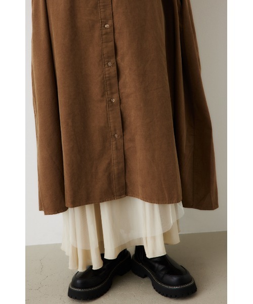 RODEO CROWNS WIDE BOWL（ロデオクラウンズワイドボウル）の「コーデュロイフレアシャツワンピース（シャツワンピース・レディース・チャコールグレー/アイボリー/ブラウン・FREE）」の16枚目の写真