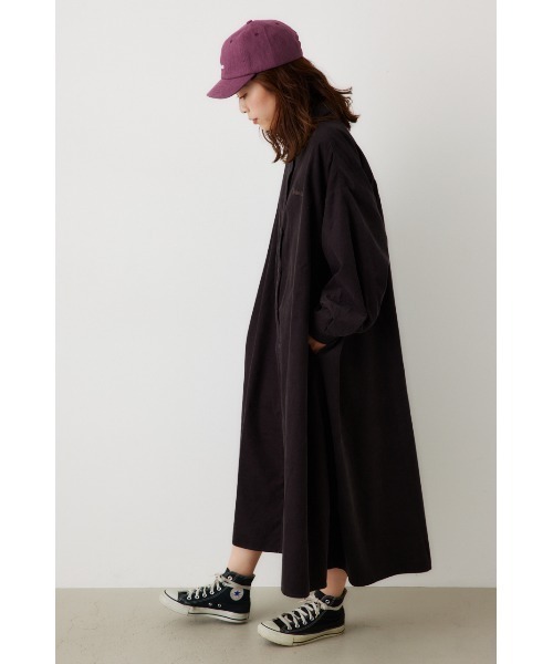 RODEO CROWNS WIDE BOWL（ロデオクラウンズワイドボウル）の「コーデュロイフレアシャツワンピース（シャツワンピース・レディース・チャコールグレー/アイボリー/ブラウン・FREE）」の4枚目の写真