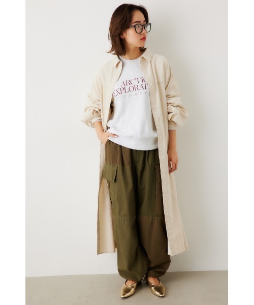 RODEO CROWNS WIDE BOWL（ロデオクラウンズワイドボウル）の「コーデュロイフレアシャツワンピース（シャツワンピース・レディース・チャコールグレー/アイボリー/ブラウン・FREE）」の6枚目の写真