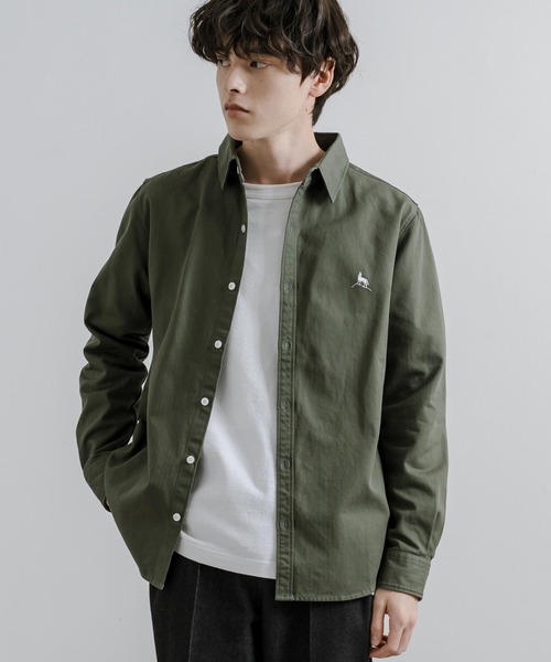 Healthknit Product(ヘルスニットプロダクト)の「Healthknit Product ヘルスニットプロダクト 日本製 国産ヘリンボーンレギュラーカラーシャツ(シャツ/ブラウス・メンズ・カーキ/ブラック・L/XL/M)」の10枚目の写真