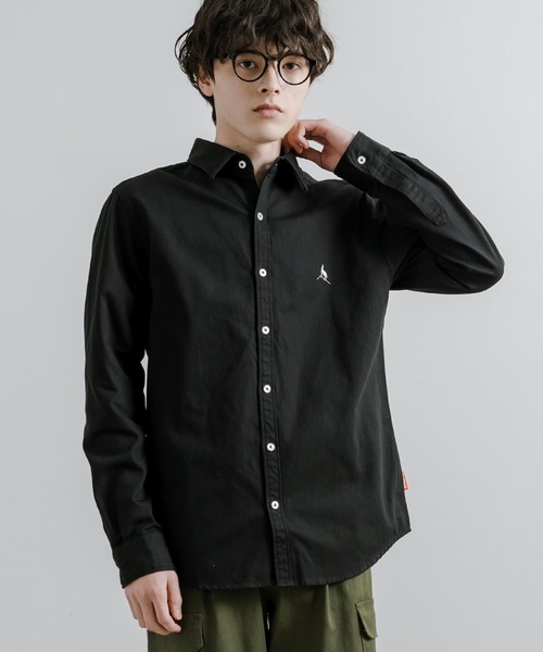 Healthknit Product(ヘルスニットプロダクト)の「Healthknit Product ヘルスニットプロダクト 日本製 国産ヘリンボーンレギュラーカラーシャツ(シャツ/ブラウス・メンズ・カーキ/ブラック・L/XL/M)」の6枚目の写真