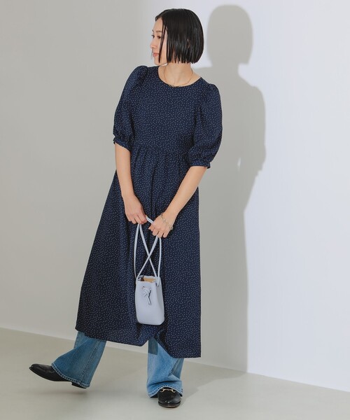 新品同様B:mingツイートスーツ濃紺ネイビーワンピースビームス B:MING by BEAMS 【プレミアムスーツ3点SET】ツイードノーカラー